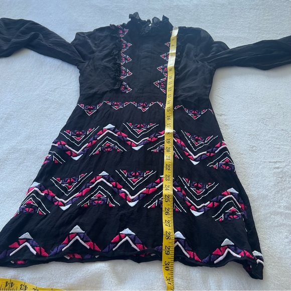 Rococo Sand RARE Silk T-Back Embroidered Long Sleeve Mini Dress - Picture 13 of 13